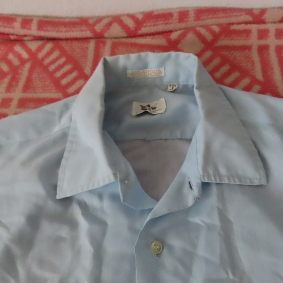 Vintage rare 1950s 60s Rockabilly Shirt E&W Customized blue short sleeve M - Picture 4 of 7